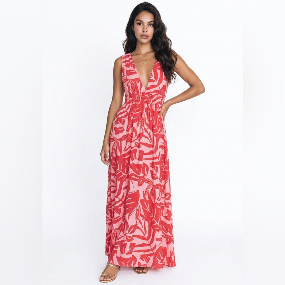 #103 Red & Tea Rose Maxi Dress